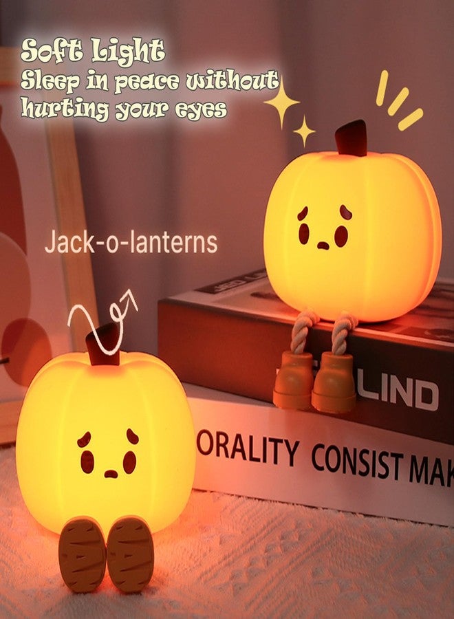 TriPro Silicone Rechargeable Night Light for Nursery Kids Room Decor, Baby Bedside Lamp (Halloween Pumpkin) - Image 2