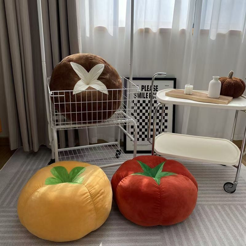 Cute Mushroom Tomato Persimmon Floor Pillow Cushion - Image 1