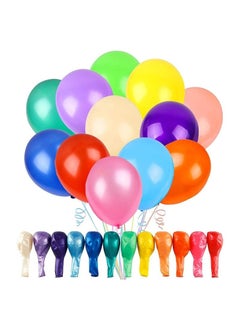 RAQTA 100 Assorted Color Latex Balloons – 12 Inch Rainbow Party Balloons for Birthday & Event Decoration  - Image 1