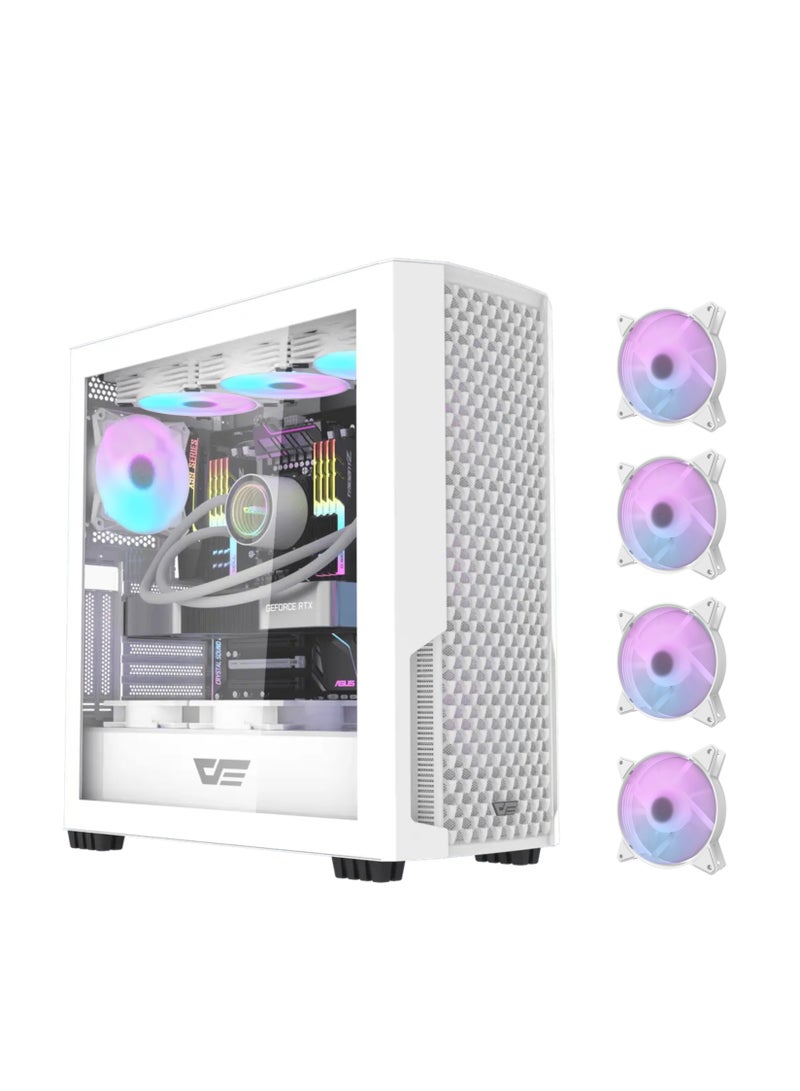 darkFlash DF2100 Mesh E-ATX, ATX, ITX, M-ATX, Gaming PC Case, Pre Installed 4 ARGB Fans, Tempered Glass Panels and, 9 GPU PCI Slots, Compatible with 360mm Radiator, USB 3.0, Computer Case - Image 1