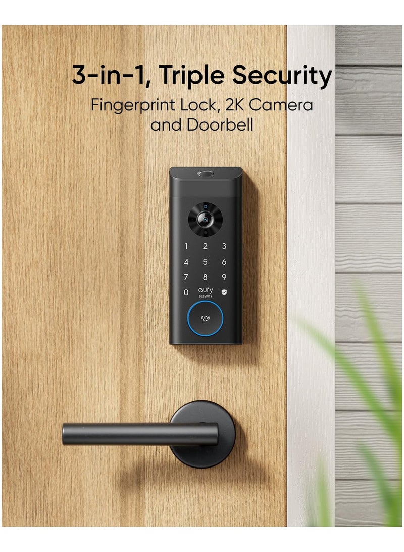 eufy eufy Video Smart Lock E330, 3-in-1 Camera+Doorbell+Fingerprint Keyless Entry Door Lock-T85311Y1  - Image 5