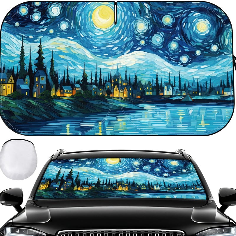 fauson Sun Shade for Car Windshield Foldable Universal Car Windshield Upgrade Sunshade Enhanced UV Rays - Image 3