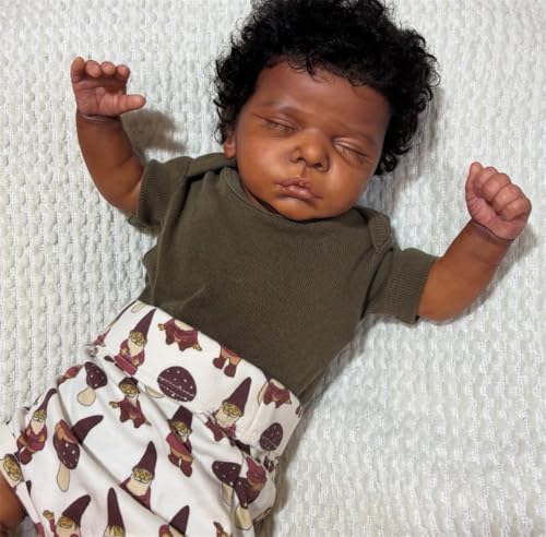 GYCV Reborn Baby Dolls Black Boy 19 Inch Soft Body Real Life Baby Dolls Curly Hair Realistic Newborn Black Lifelike African American Baby Doll Toy with Accessories Birthday Xmas Gift for Kids Age 3 - Image 5