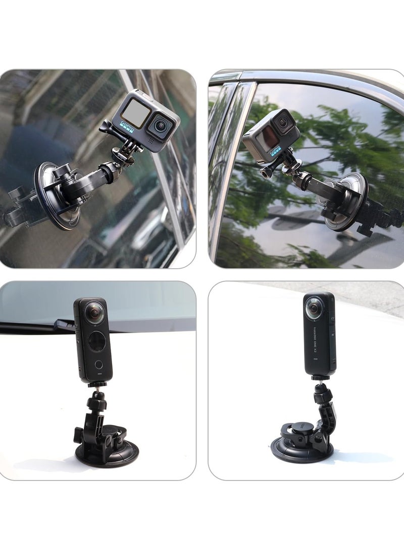 ارواق حامل كوب شفط للسيارة متوافق مع GoPro Hero 13/12/11/10/9/8/7/6/5/4/3، DJI Osmo Action، كاميرات Insta 360، حامل كاميرا داش، مثالي للزجاج الأمامي والنافذة - Image 3