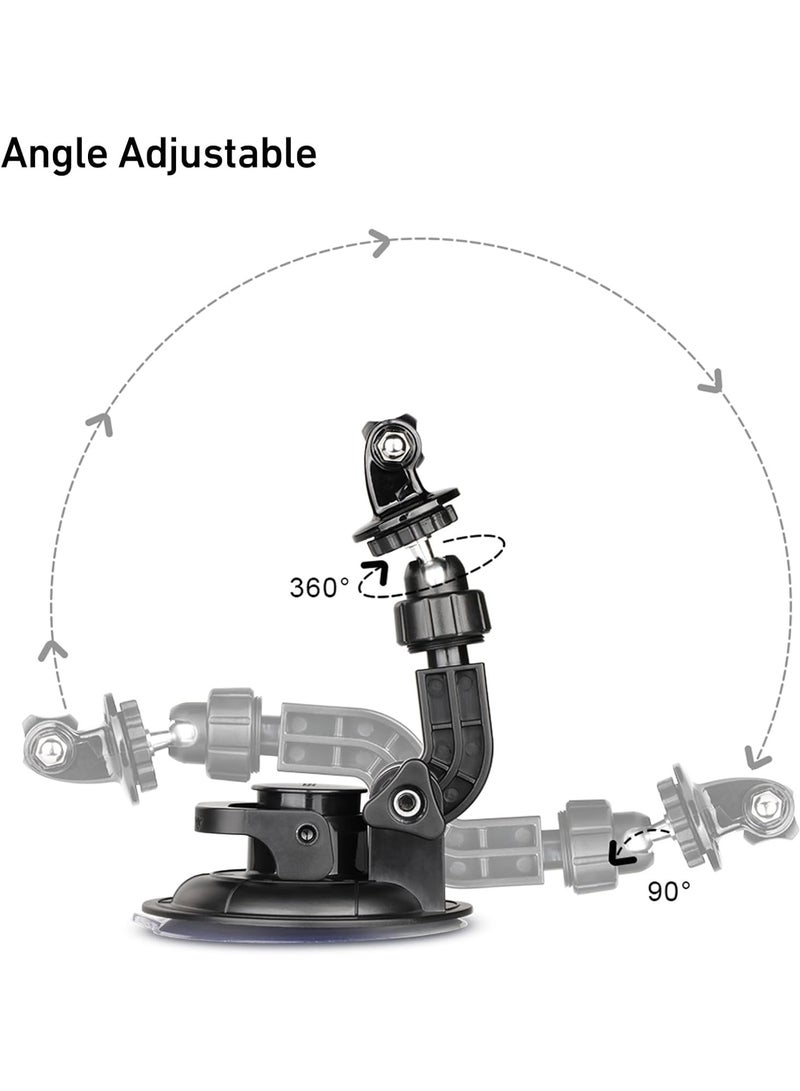 ارواق حامل كوب شفط للسيارة متوافق مع GoPro Hero 13/12/11/10/9/8/7/6/5/4/3، DJI Osmo Action، كاميرات Insta 360، حامل كاميرا داش، مثالي للزجاج الأمامي والنافذة - Image 4