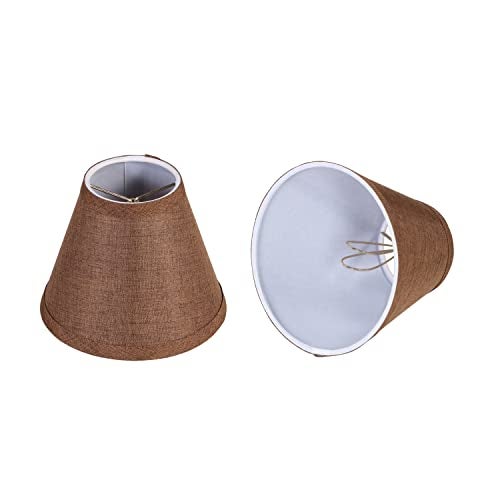 Aspen Creative 510112 Hardback Empire Transitional ClipOn Chandelier Shade Dark Brown Burlap Texture Fabric 3 Top x 6 Bottom x 5 Slant Set of 2 - Image 1