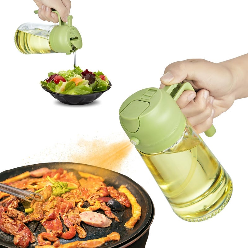 Acceptance Spray Oil Dispenser 2 in 1 Olive Oil Dispenser and Oil Sprayer 500ml Olive Oil Dispenser Oil Sprayer for Cooking Kitchen Salad Barbecue Green - Image 1