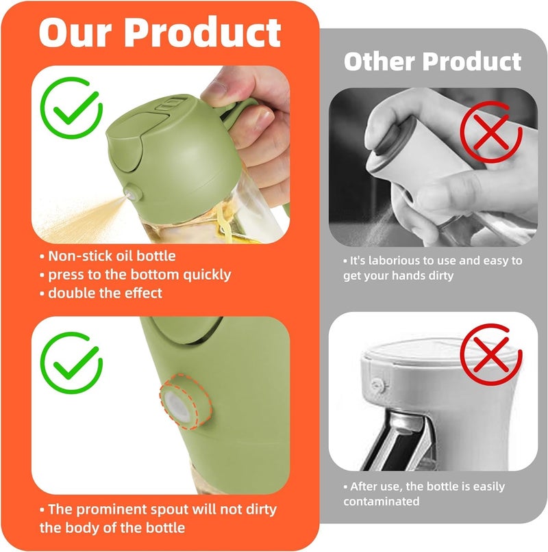 Acceptance Spray Oil Dispenser 2 in 1 Olive Oil Dispenser and Oil Sprayer 500ml Olive Oil Dispenser Oil Sprayer for Cooking Kitchen Salad Barbecue Green - Image 5