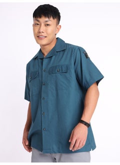 Beyoung Teal Blue Oxford Shirt for Men  - Image 3