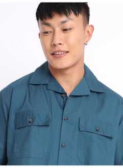 Beyoung Teal Blue Oxford Shirt for Men  - Image 2