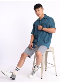 Beyoung Teal Blue Oxford Shirt for Men  - Image 1