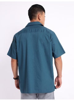 Beyoung Teal Blue Oxford Shirt for Men  - Image 4