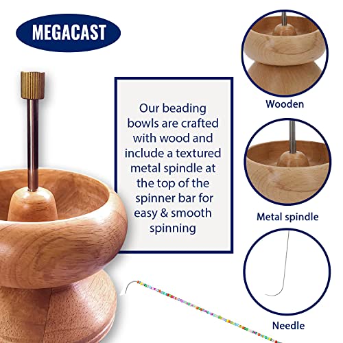 MegaCast Wooden Bead Spinner, Bead Loader Spinner with Needle Jewelry Making Bead Holder for Craft Stringing Beads - Image 5