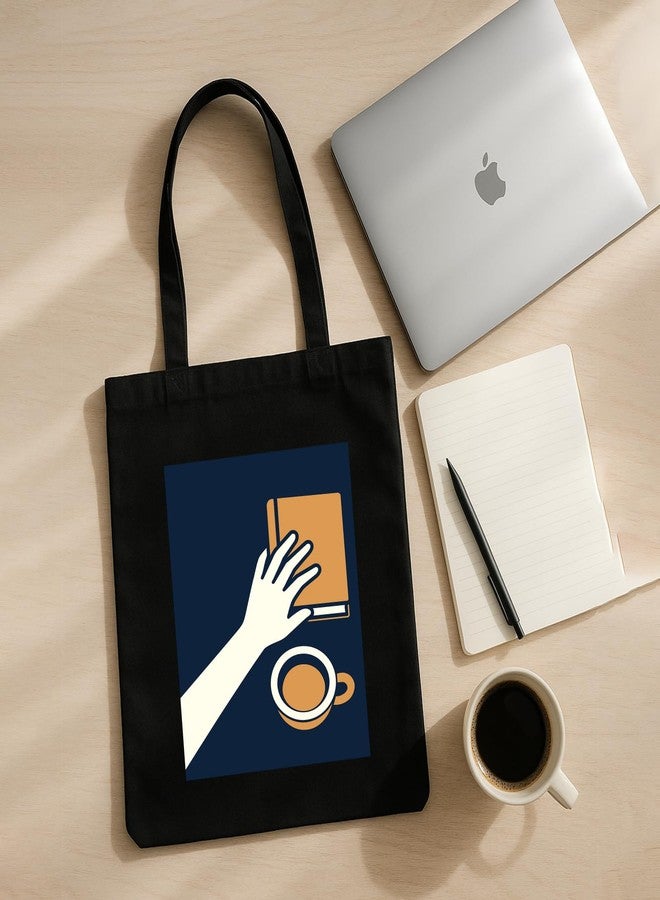 Megrok Book Selection Tote Bag for Women | Front A4 Size Printed Pocket | 16x14 Inch Reading-Themed Cotton Bag | Library Essential for Bookworms - Image 5