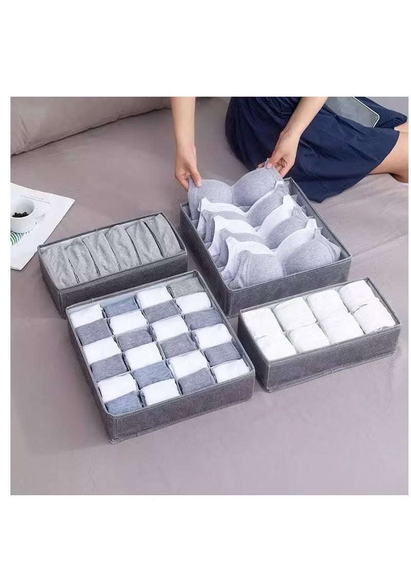 منظم ادراج قابل للطي خزانة للملابس الداخلية صندوق تخزين لتخزين الملابس الداخلية وحمالة الصدر والجوارب والملابس وربطات العنق والحزام (4 قطع) - Image 2