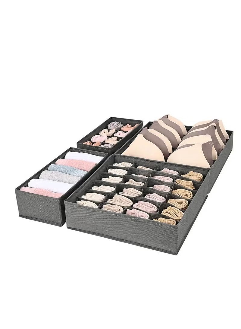 منظم ادراج قابل للطي خزانة للملابس الداخلية صندوق تخزين لتخزين الملابس الداخلية وحمالة الصدر والجوارب والملابس وربطات العنق والحزام (4 قطع) - Image 3