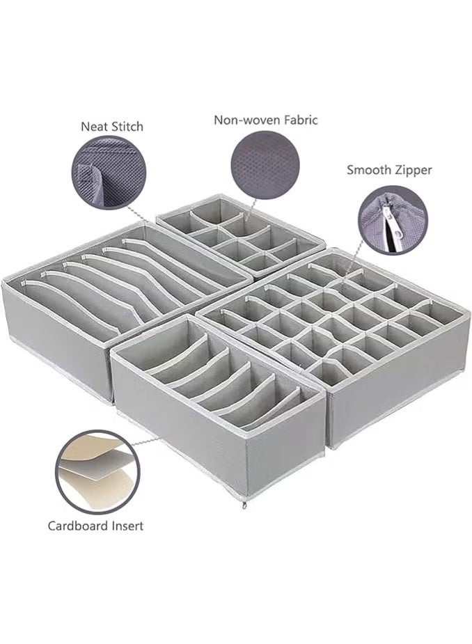 منظم ادراج قابل للطي خزانة للملابس الداخلية صندوق تخزين لتخزين الملابس الداخلية وحمالة الصدر والجوارب والملابس وربطات العنق والحزام (4 قطع) - Image 5