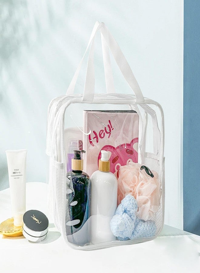 TotePrint Clear Travel Toiletry Bag, Clear Makeup Cosmetic PVC Plastic Organizer Bag,TSA Approved, PVC Waterproof Organizer with Handle for Women (White) - Image 5