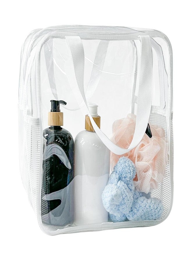 TotePrint Clear Travel Toiletry Bag, Clear Makeup Cosmetic PVC Plastic Organizer Bag,TSA Approved, PVC Waterproof Organizer with Handle for Women (White) - Image 3