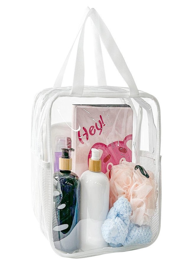 TotePrint Clear Travel Toiletry Bag, Clear Makeup Cosmetic PVC Plastic Organizer Bag,TSA Approved, PVC Waterproof Organizer with Handle for Women (White) - Image 4
