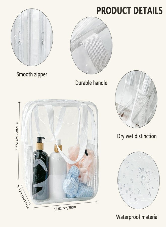 TotePrint Clear Travel Toiletry Bag, Clear Makeup Cosmetic PVC Plastic Organizer Bag,TSA Approved, PVC Waterproof Organizer with Handle for Women (White) - Image 2