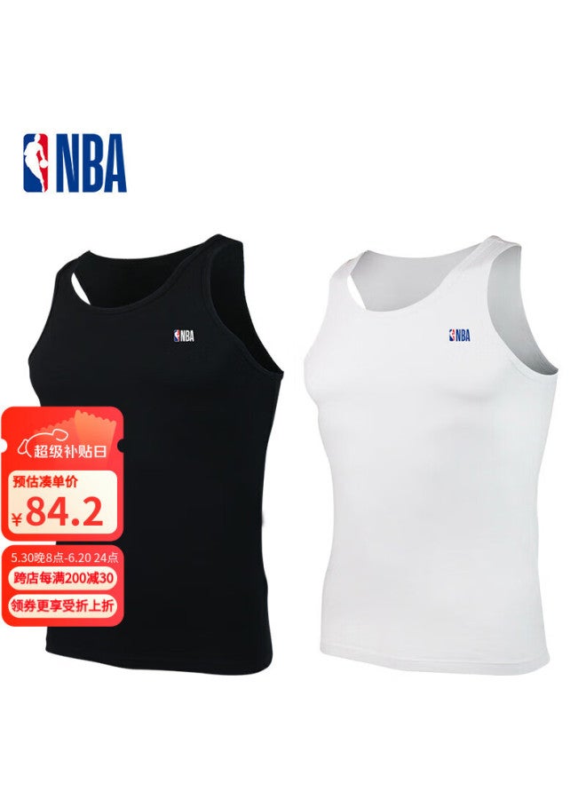 Nba Summer Tank Top, Men's Thin Cotton Undershirt, Slim Fit, Elastic Sleeveless Vest, Basketball Sports Undershirt, 2 Pieces - Image 1