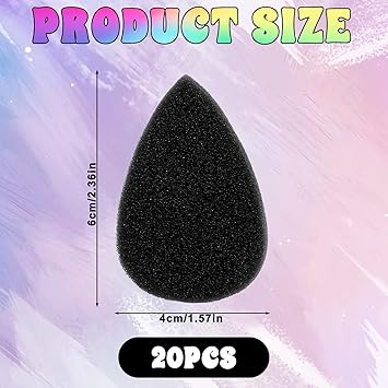 Grevosea 20 Pcs Face Paint Sponges Black Petal High Density Face Painting Sponges Professional Paint Sponge Painting Supplies for Art Work Halloween Makeup Body Paint - Image 2