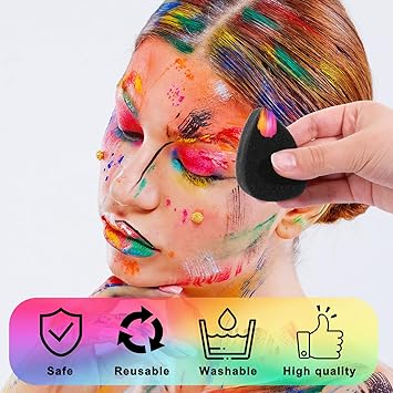Grevosea 20 Pcs Face Paint Sponges Black Petal High Density Face Painting Sponges Professional Paint Sponge Painting Supplies for Art Work Halloween Makeup Body Paint - Image 3