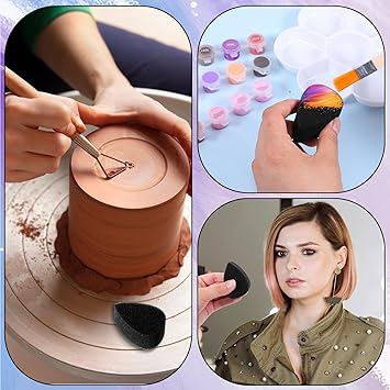 Grevosea 20 Pcs Face Paint Sponges Black Petal High Density Face Painting Sponges Professional Paint Sponge Painting Supplies for Art Work Halloween Makeup Body Paint - Image 5