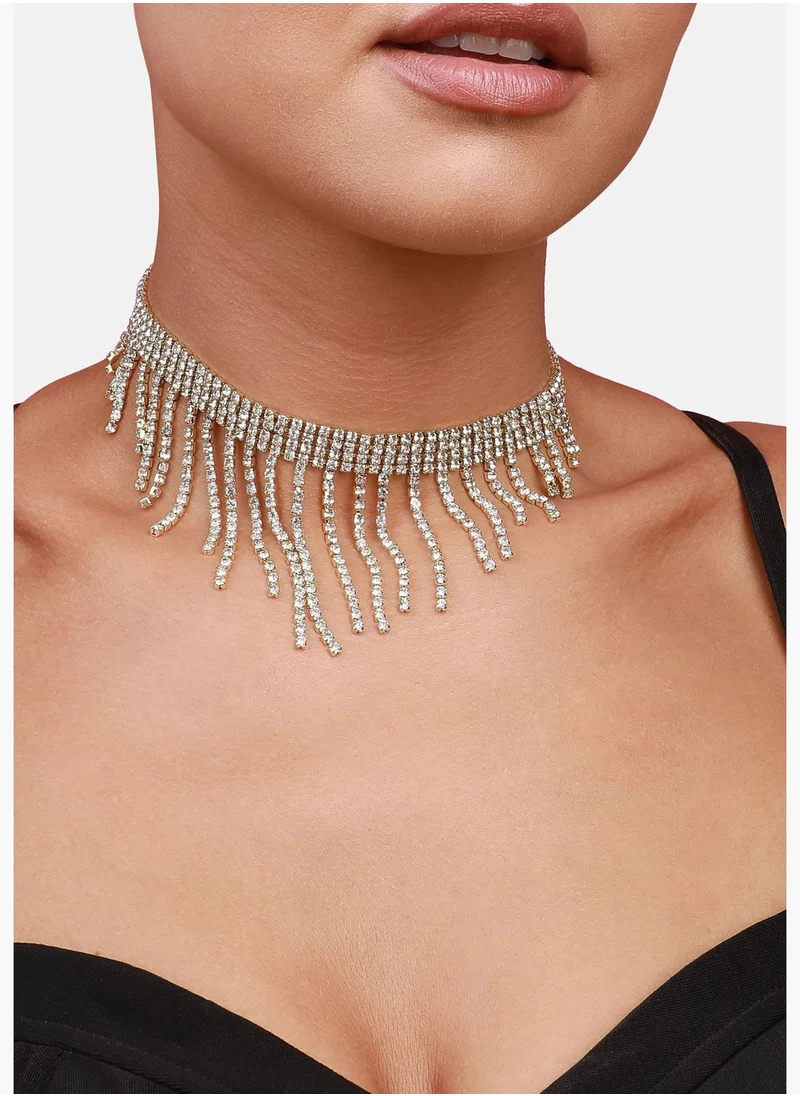 SOHI Gold Plated Designer Stone Western Wear Choker Necklace For Women