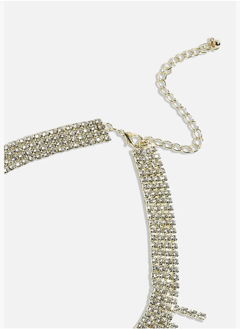 SOHI Gold Plated Designer Stone Western Wear Choker Necklace For Women