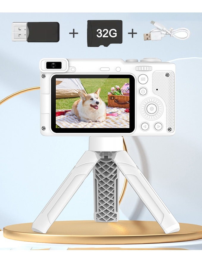 general CCD Mini Digital Camera With Tripod, Mini Video Camera, 12MP, 2.4 Inch IPS Screen, Mini Desktop Tripod, Portable Retro Travel Vlog Camera, Suitable For Daily Life Recording And Shooting, Perfect Birthday Party Gift - Image 1