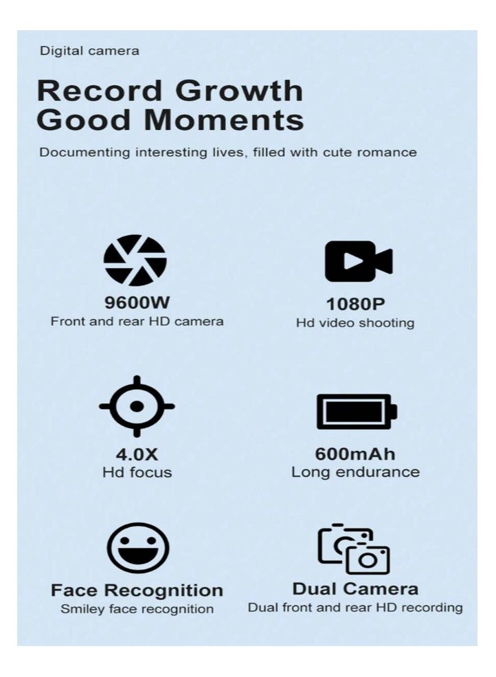 general CCD Mini Digital Camera With Tripod, Mini Video Camera, 12MP, 2.4 Inch IPS Screen, Mini Desktop Tripod, Portable Retro Travel Vlog Camera, Suitable For Daily Life Recording And Shooting, Perfect Birthday Party Gift - Image 5