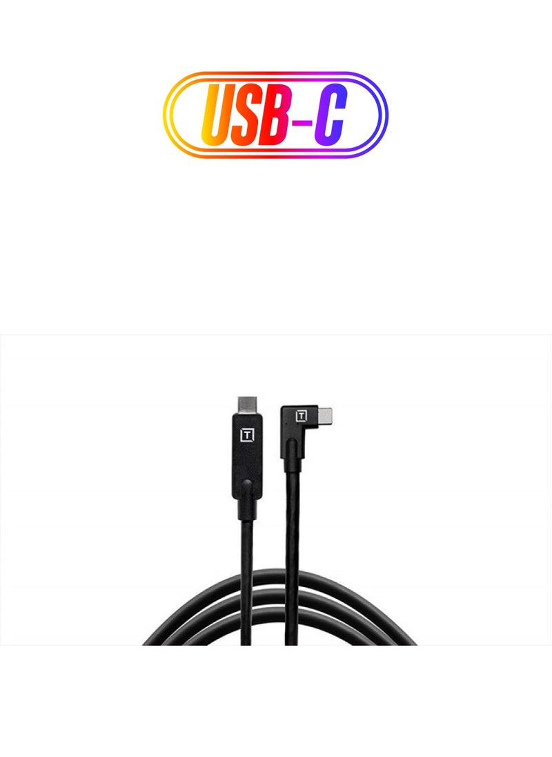 TETHER TOOLS TetherPro USB-C to USB-C Right Angle (Non Reflective Black)  - Image 1