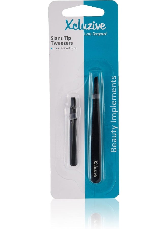 Xcluzive Slant Tweezers - Black Coated - Image 1