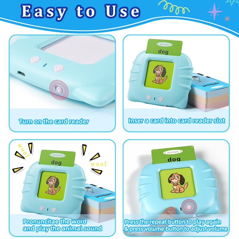 QuTZ Talking Flash Cards for Toddlers 2-4, Autism Toys, Speech Therapy Toys, Educational ABC Learning Talking Sight Words Flash Cards Kindergarten for Boys and Girls, 248 Sight Words Blue - Image 3