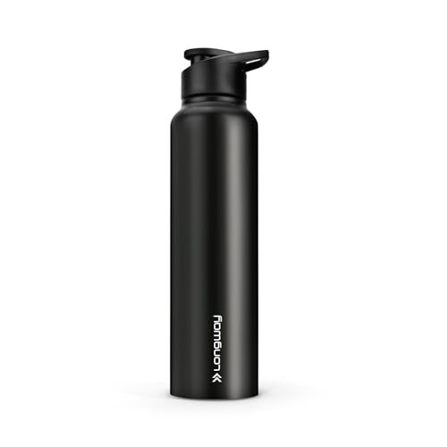 LONGWAY Rush 1 LTR Stainless Steel Water Bottle | Leak-Proof & Rust-Free Design | Perfect for School, Office, Home, Gym, Travel & Ideal for Men, Women & Kids (1000 ml, Black) - Image 1