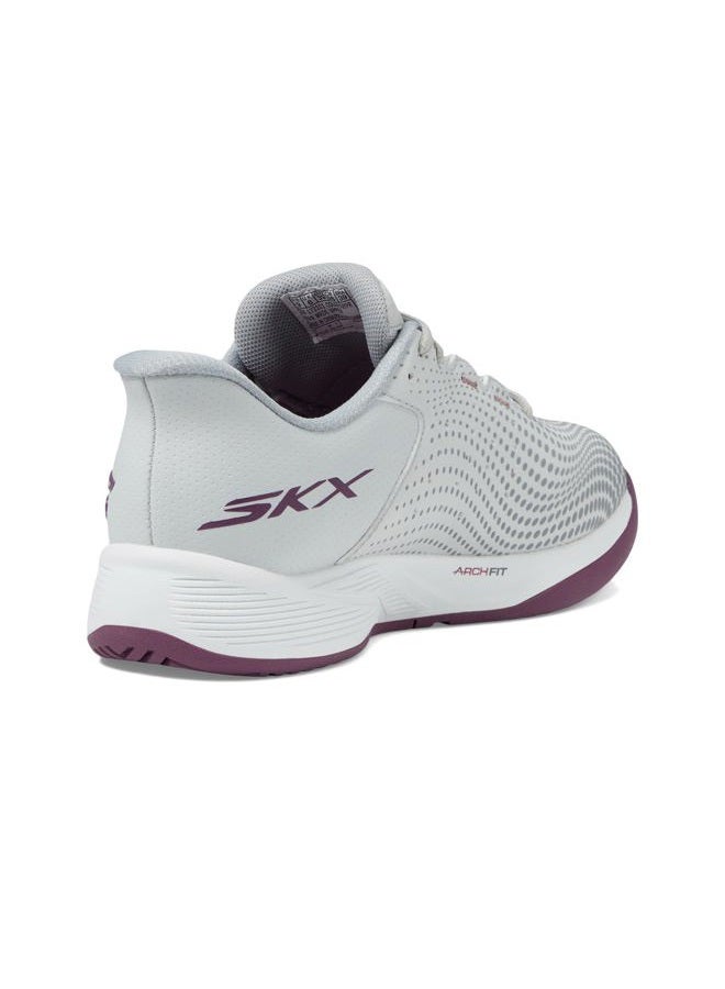 SKECHERS Women's Viper Court Reload Hands Free Slip-ins Sneaker, Gray/Purple, 38.5 EU - Image 5