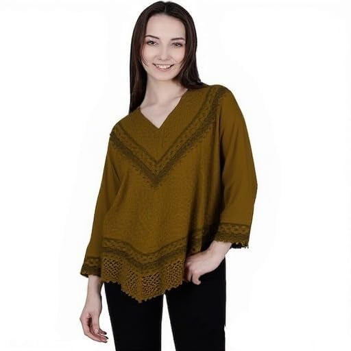 Ukal Hand Embroidered Bige Top/Full Sleeves Cotton Tunic/Summer Short Ethnic Chikan Relaxed Fit Kurti/Boho Short Ethnic Dress for Women (in, Alpha, 2XL, Plus Size, Brown) - Image 3