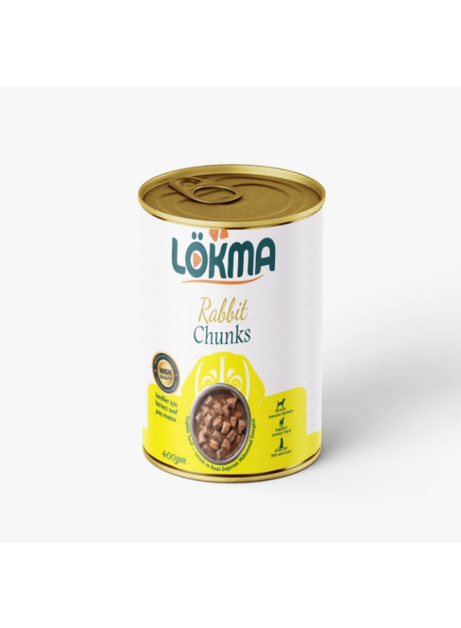 Lokma Chunks Can Food For Adult Dog - Rabbit 400 GM Pack of 6