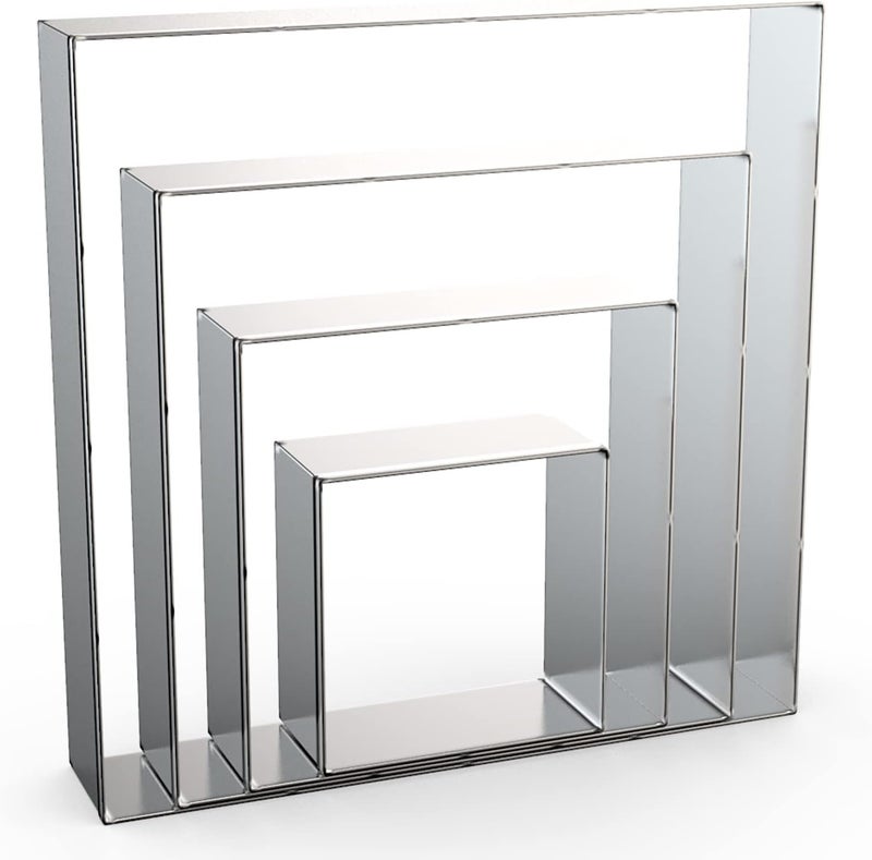 QAAQS Square Cookie Cutter Set Large - 5 Inch, 4 Inch, 3 Inch, 2 Inch - Geometric Frame Plaque Cookie Cutters Shapes Biscuit Molds - Stainless Steel - Image 1