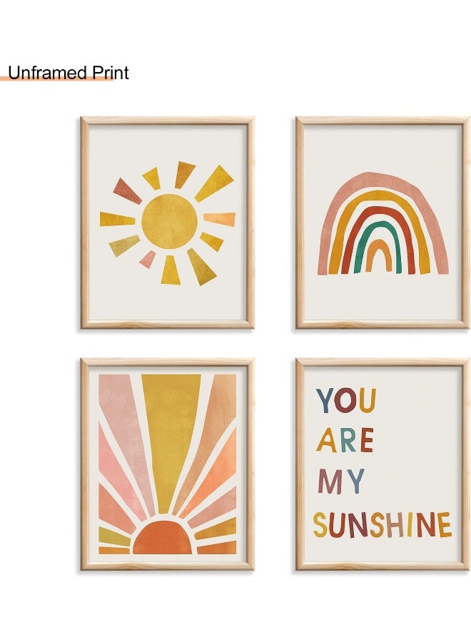 LIYAOLI You Are My Sunshine Wall Decor Baby Kids Room Decor Unframed Art Prints 11 x 14 Inch Set of 4 Boho Rainbow Nursery Decor Sunshine Decor Wall Art for Girls Bedroom Playroom Decor - Image 4