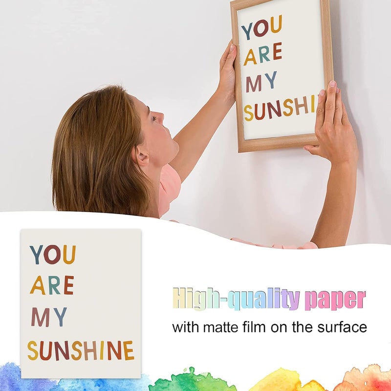LIYAOLI You Are My Sunshine Wall Decor Baby Kids Room Decor Unframed Art Prints 11 x 14 Inch Set of 4 Boho Rainbow Nursery Decor Sunshine Decor Wall Art for Girls Bedroom Playroom Decor - Image 3