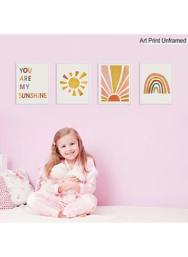 LIYAOLI You Are My Sunshine Wall Decor Baby Kids Room Decor Unframed Art Prints 11 x 14 Inch Set of 4 Boho Rainbow Nursery Decor Sunshine Decor Wall Art for Girls Bedroom Playroom Decor - Image 2