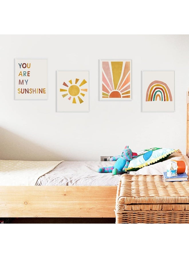 LIYAOLI You Are My Sunshine Wall Decor Baby Kids Room Decor Unframed Art Prints 11 x 14 Inch Set of 4 Boho Rainbow Nursery Decor Sunshine Decor Wall Art for Girls Bedroom Playroom Decor - Image 1