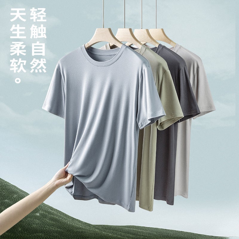 Generic Modal Dual-Sided Slim Fit Tees for Couples 7101A-Men's round neck T-shirt