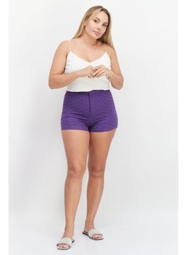 Don't Call Me Jennyfer Women Eyelet Pull On Shorts, Dark Purple  - Image 2