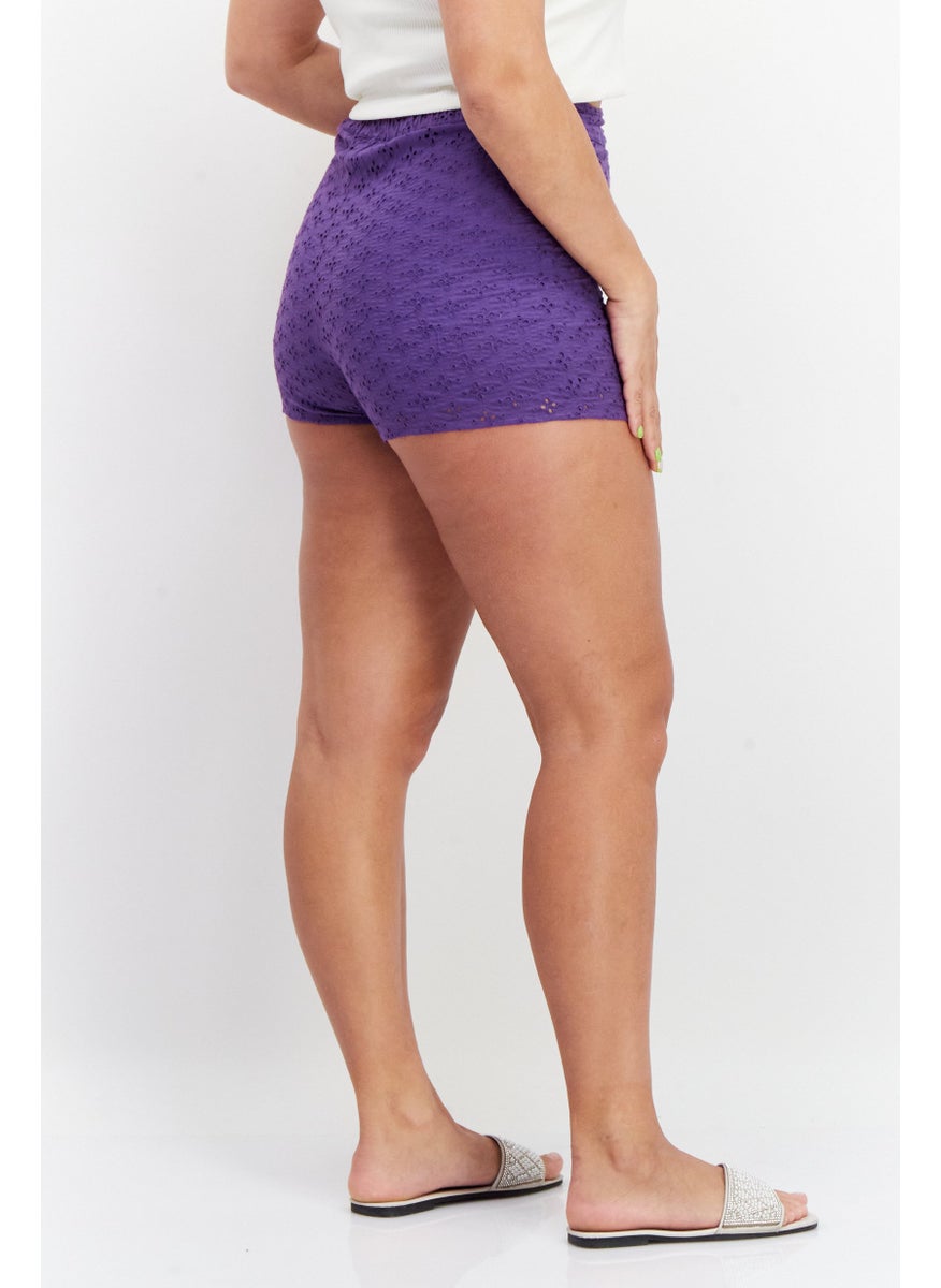 Women Eyelet Pull On Shorts, Dark Purple - pzsku/Z3393F0ACEE0BFD5489F5Z/45/_/1737987089/78dd7b06-a9ec-4f54-a5dc-332f708c59c3