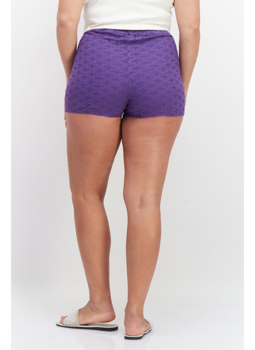 Women Eyelet Pull On Shorts, Dark Purple - pzsku/Z3393F0ACEE0BFD5489F5Z/45/_/1737987092/2b5ac06a-1b77-4c37-97a3-55c08df3e88e