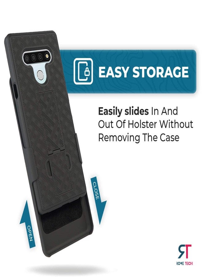 ROME TECH Designed for LG Stylo 6 Case with Belt Clip Holster - Kickstand Cover Phone Case - Black - Image 4